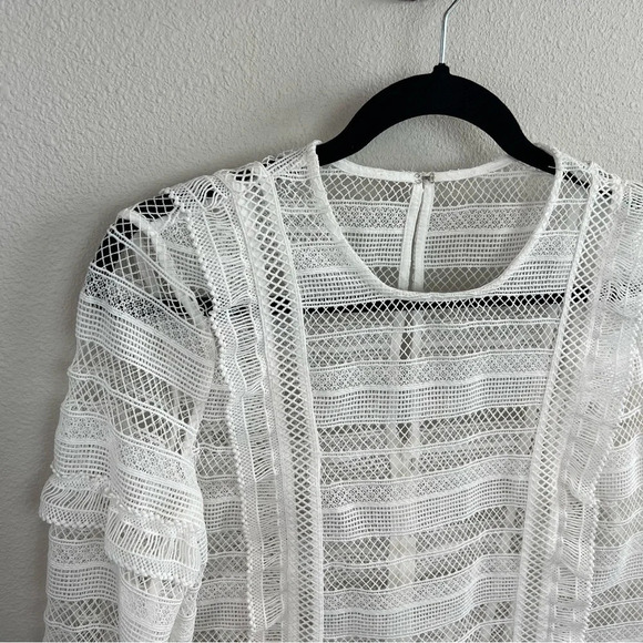 Self-Portrait Stripe Grid Top White Guipure Lace Straight Cut Slim Fit Small - Picture 4 of 15
